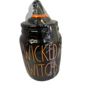 RAE Dunn Wicked Witch Hat Lid Black Halloween Artisan Collection Cannister 8”